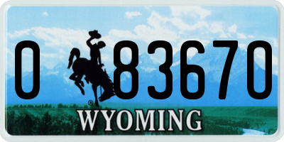 WY license plate 08367O