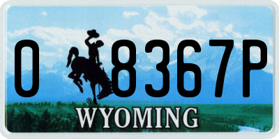 WY license plate 08367P