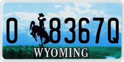 WY license plate 08367Q