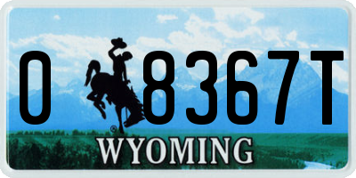 WY license plate 08367T