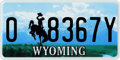 WY license plate 08367Y