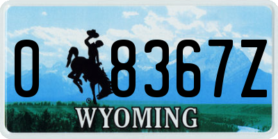 WY license plate 08367Z