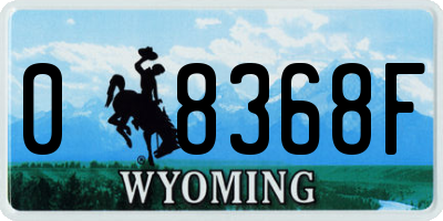 WY license plate 08368F