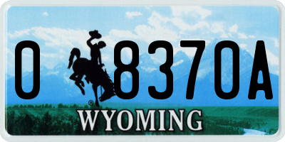 WY license plate 08370A