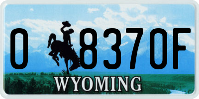 WY license plate 08370F