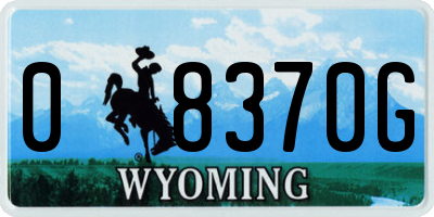 WY license plate 08370G