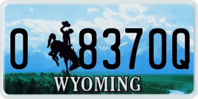 WY license plate 08370Q