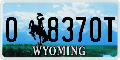 WY license plate 08370T