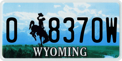 WY license plate 08370W