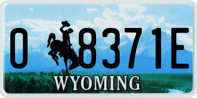 WY license plate 08371E