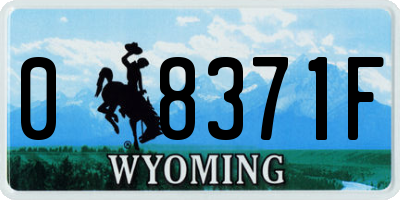 WY license plate 08371F