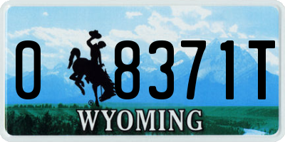 WY license plate 08371T