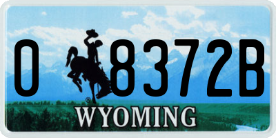 WY license plate 08372B