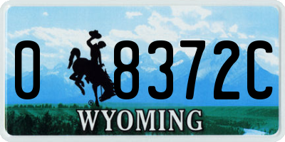 WY license plate 08372C