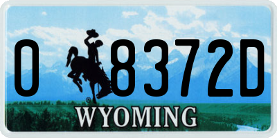 WY license plate 08372D