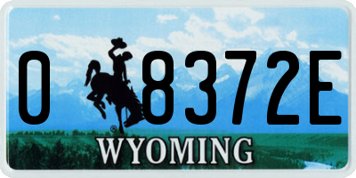 WY license plate 08372E