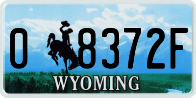 WY license plate 08372F