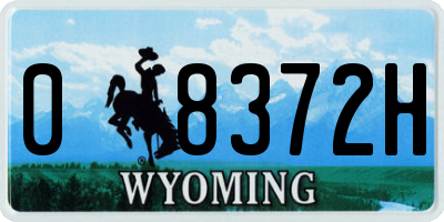 WY license plate 08372H
