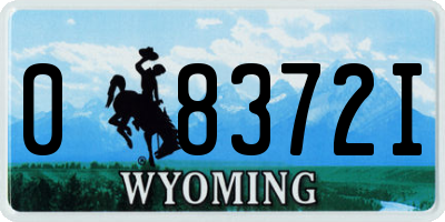 WY license plate 08372I