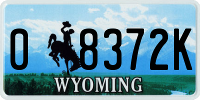 WY license plate 08372K