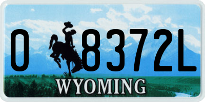 WY license plate 08372L