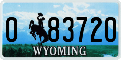 WY license plate 08372O