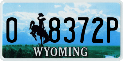 WY license plate 08372P