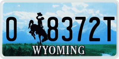WY license plate 08372T