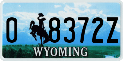WY license plate 08372Z