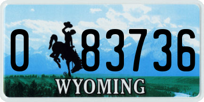 WY license plate 083736