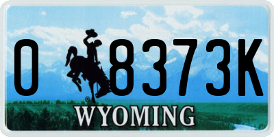 WY license plate 08373K
