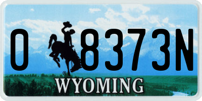 WY license plate 08373N