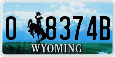 WY license plate 08374B
