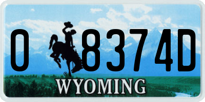 WY license plate 08374D