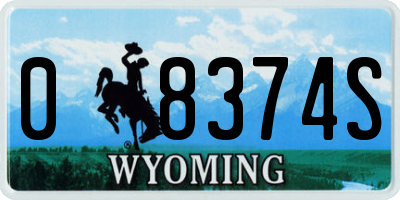 WY license plate 08374S