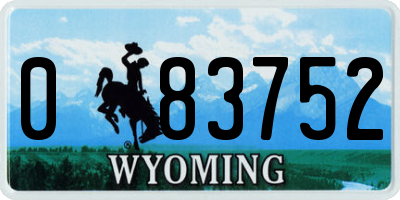 WY license plate 083752