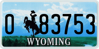 WY license plate 083753