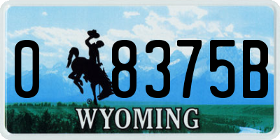 WY license plate 08375B