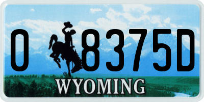 WY license plate 08375D