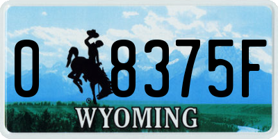 WY license plate 08375F