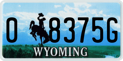 WY license plate 08375G