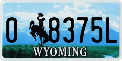 WY license plate 08375L