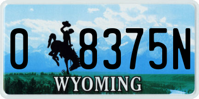 WY license plate 08375N
