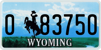 WY license plate 08375O