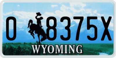 WY license plate 08375X