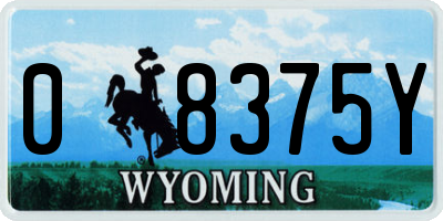 WY license plate 08375Y