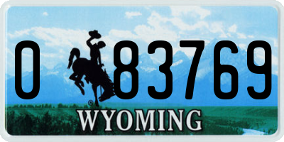 WY license plate 083769