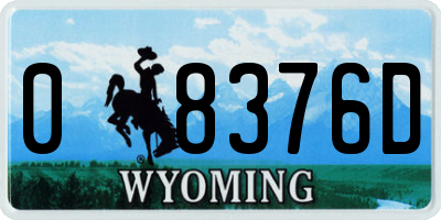 WY license plate 08376D