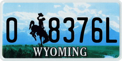 WY license plate 08376L