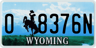 WY license plate 08376N
